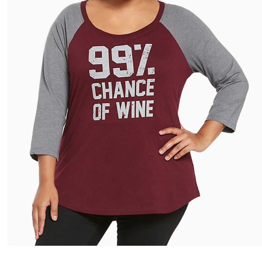 Torrid size 5 99% WINE RAGLAN TEE
